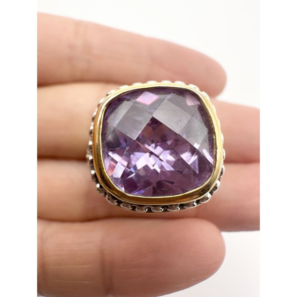 premier designs ring Purple Glass Ring Size 5 Gold Silver Two Tone